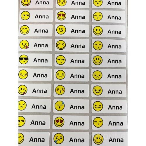 Name Stickers Customize cartoon Sticker Waterproof Personalized Labels School Stationery Bottle Pencil smile face animal tag kid