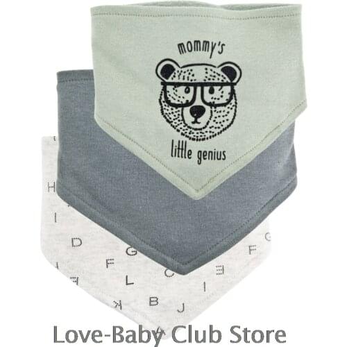 Kavkas 3pcs/lot Toddler Newborn Baby Bibs Infant Apron Baby Clothing Accessories Cotton Towel Bandana Scarf Cartoon Solid Floral