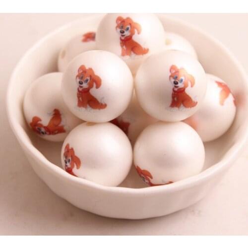 Kwoi Vita New Custom Design 20MM 100pcs Chunky Acrylic Print Dog Beads for Kids Necklace Jewelry