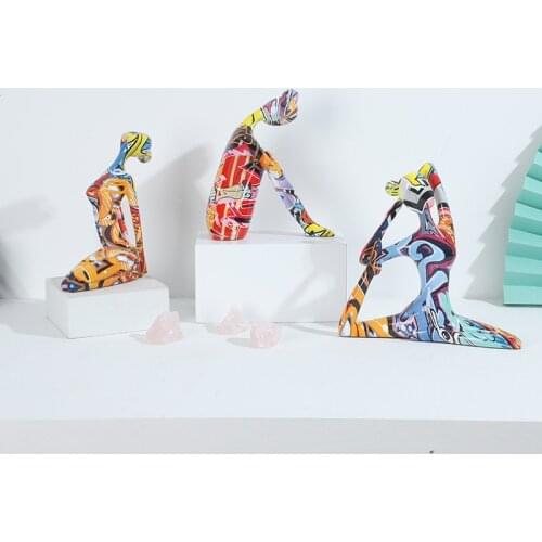 Moden Yoga Girl Resin Art Statue Gift Desk Accessories Fashion Color Sculpture Ornaments Home Decoration Tabletop Figurines