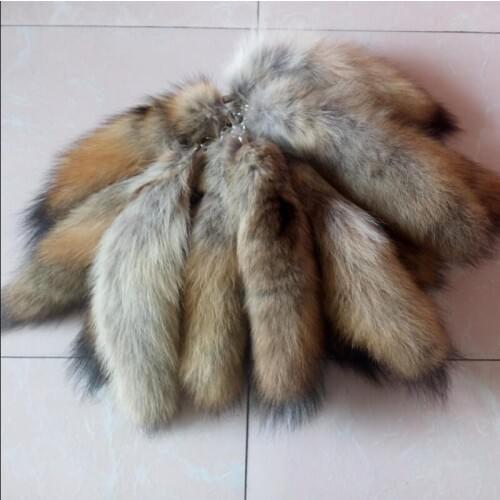 Fashion Fox Tail Keychain Fox Fur Keychain Hot Large Wolf Tail Fur Tassel Bag Tag Black And Brown Keychain Strap Chain