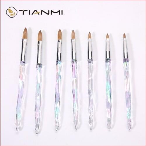 Kolinsky Acrylic Nail Art Brush size 2/4/6/8/10/12/14 UV Gel Nail Art Builder Brush Carving Pen Brush Liquid Powder DIY Nail