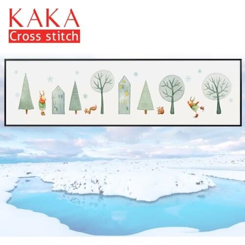 KAKA Cross stitch kits Embroidery needlework sets with printed pattern,11CT canvas,Home Decor for garden House,5D City Forest