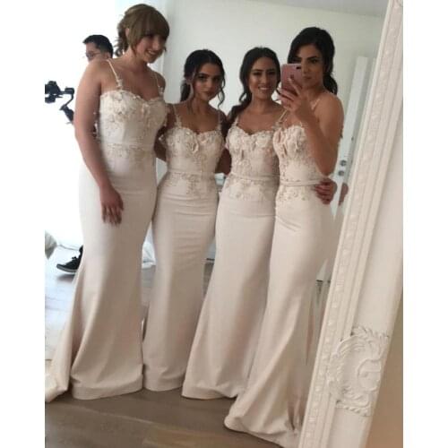 New Arrival Candy Color Bridesmaid Dresses 2020 Spaghetti Strap Mermaid Dress Wedding Party Dress Silk Lace Dress