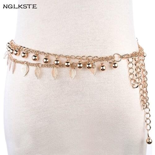New fashion women metal belts leaves decorations belly dancing waist chains belt designers collocation dress ladys wear belts