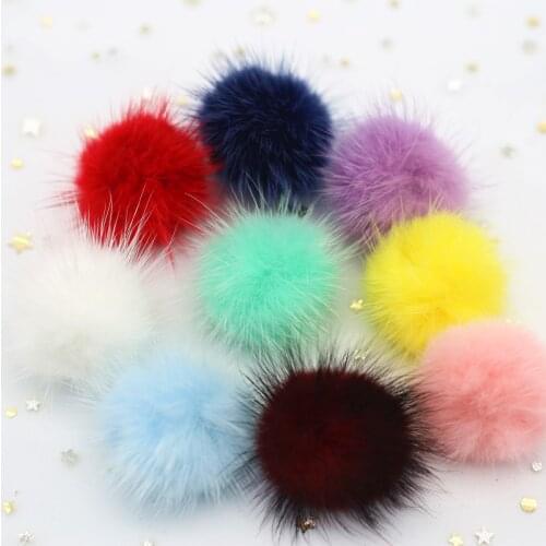 25/30/40mm Mink Pompon Fur Balls Pompoms for Ring Key Chain Shoes Hats Bags Fluffy Pom Pon DIY Hand Ornaments Crafts Accessories