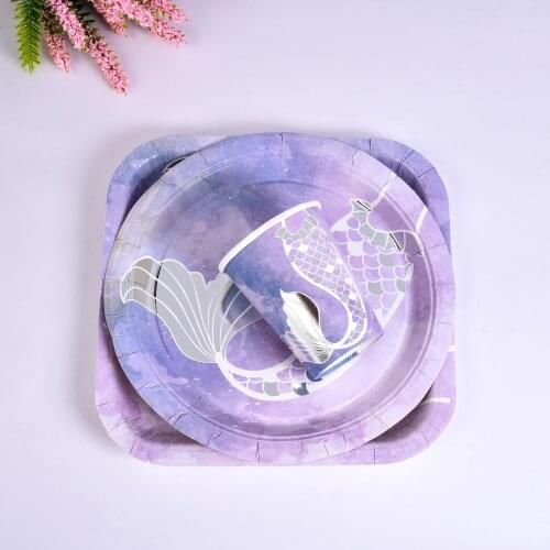 Little Mermaid Party Supplies Mermaid Theme Birthday Baby Shower Party for Kids Wedding Party Decorations Disposable Tableware
