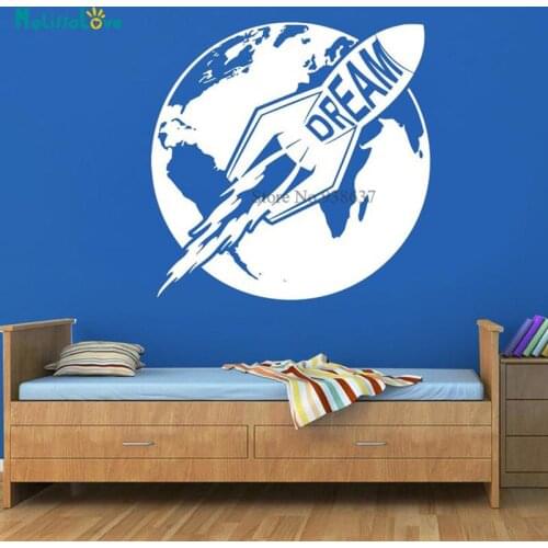 Rocket Decal Out of The Earth Theme Decor Baby Nursery Child Bedroom Playroom Decoration Vinyl Wall Sticker BD011