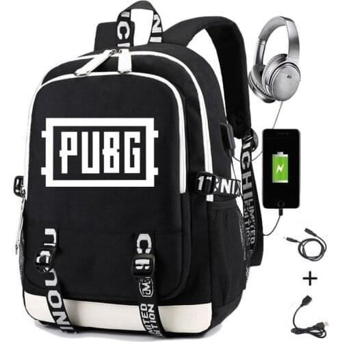 Playerunknowns Battlegrounds Backpack Men Print PUBG Students School Bag Women Causal Travel Laptop Backpack with Charging USB