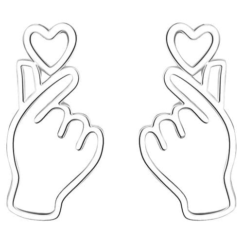 KOFSAC New Fashion Gesture Heart Stud Earring 925 Silver Earrings For Women Engagement Party Jewelry Girl Best Gifts Brincos 583