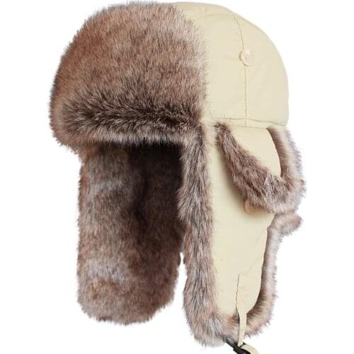 Unisex Winter Warm Russian Hats Faux Fur Trapper Hat for Men Women Windproof Bomber Hat Ushanka Ear Flap