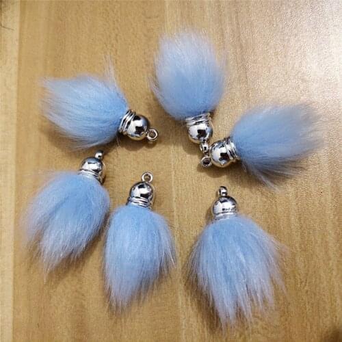 100pcs 4cm Pompon Faux Bunny Fur Ball DIY Unique Gifts Jewelry Parts Beads Pendant Tassel Silver Gold Black Caps Handmade Crafts