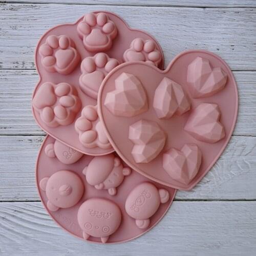 7 Cavity Cartoon Bear Cat Claws Shape Silicone Molds Fondant Cake Decorating Tools DIY Candy Mousse Dessert Baking Molds