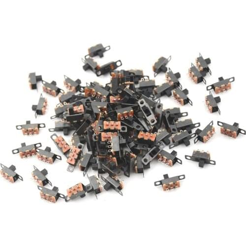 100pcs 5V 0.3 A Mini Size Black SPDT Slide Switch for Small DIY Power Electronic Projects