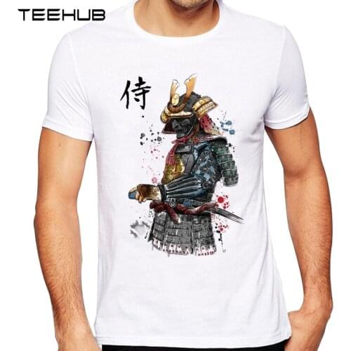 TEEHUB Mens New Fashion Samurai Watercolor Design Short Sleeve T-Shirt Cool Printed Tops Hipster Tee Shirts