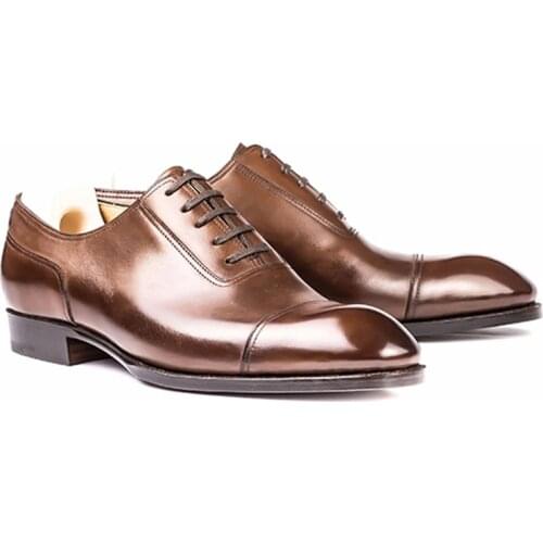 Oxford Golden Wedding Dress Party Formal Office Best Men Shoes Original Business Designer Genuine Leather Shoes