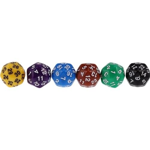 Pack of 6pcs Multi Sided D24 or D30 Dice for D&D TRPG Party Board Game Toys