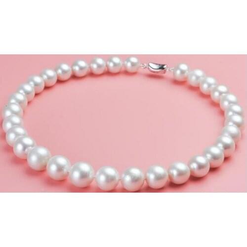 Gorgeous 10-11mm south sea round white pearl necklace 18inch 925s KKK