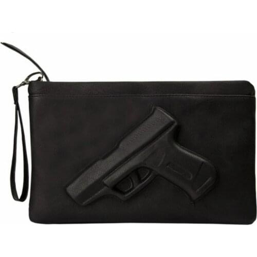 3D Print Gun clutch women evening bag Leather Handbags Designer Party purses Female messenger bags Envelope Clutches bolso negro