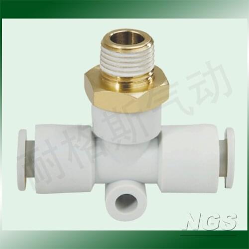1/4" 1/8" 3/8" 1/2"BSPT Male Thread Pipe Coupler Pneumatic Male Thread T-joint KQ2T04/06/08/10/12/16-M5/M6/01/02/03/04S