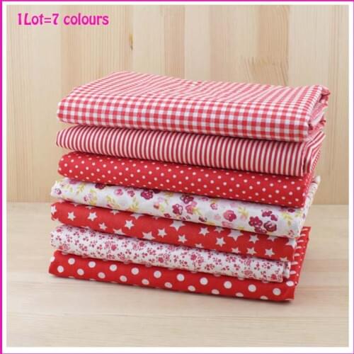 1Lot=7Pc 50x50cm100%Cotton Fabric Red Cotton Quilting Fabric Set Textile Telas Patchwork Fabric Sewing Material Diy Home Textile