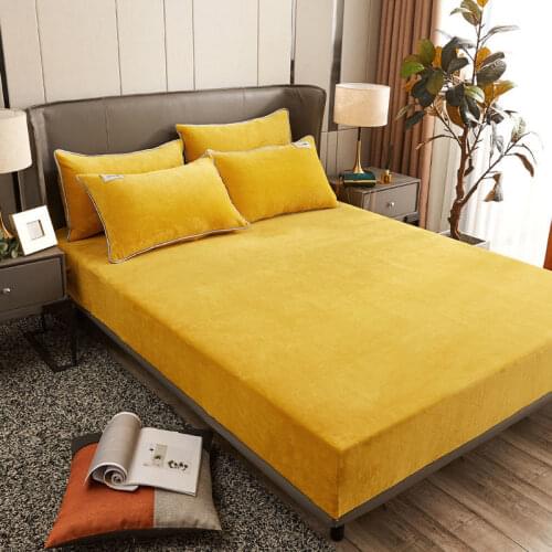 3pcs Set Soft Warm Coral Fleece Mattress Cover Gray Solid Color Velvet Mattress Cover King Queen Twin Size Fitted Bed Sheet