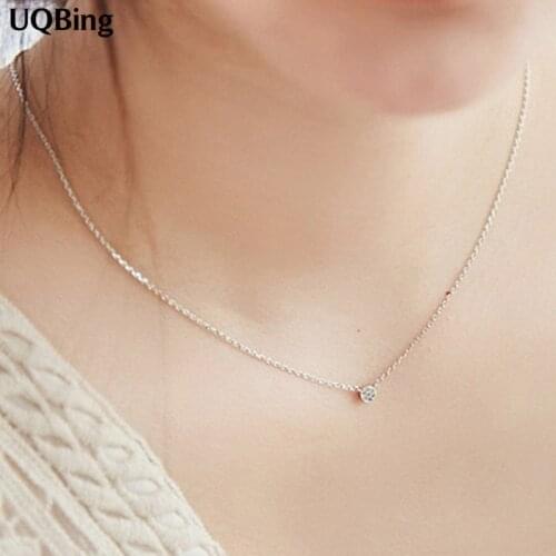 2016 Drop Shipping 925 Silver Chain Necklaces Rhinestone Round Pendants&Necklaces Jewelry Collar Colar de Plata