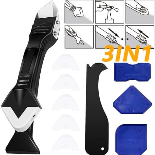 Useful 3 in 1 Multifunctional Silicone Remover Caulk Finisher Sealant Smooth Scraper Grout Kit Tools wholesale drop shipping