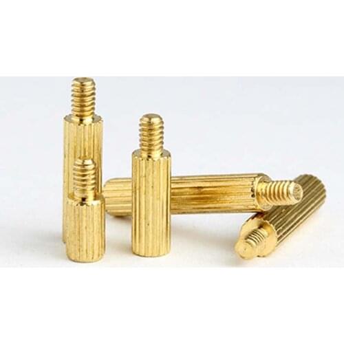 50p M2 Solid Brass Copper Round Standoff Spacer Support Pillar Column M-F F-F Male-Female Female Nut For PCB Board length=3-35mm
