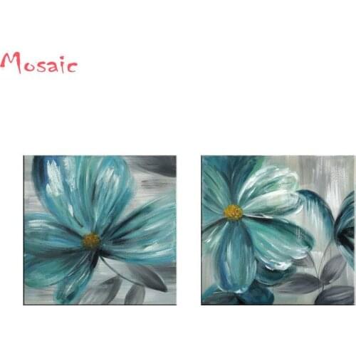 DIY Diamond Painting,cross stitch Full Diamond Embroidery Painting Wall Sticker for Home Wall Decor - 2pcs/set Blue Flower