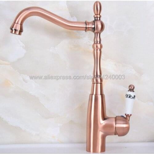 Antique Red Copper Kitchen Faucet 360 Swivel Bathroom Basin Sink Mixer Tap Knf632