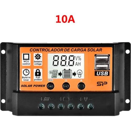 10A/20A/30A/40A/50A/60A/70A/80A/90A/100A Auto LCD Screen Solar Charge Controller Dual USB Solar Panel Regulator 12V24V Power