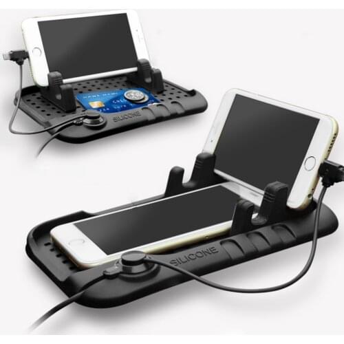 Car Dashboard Anti Slip Mat Mobile Phone Bracket Car Phone Charger Holder Car Ornament with Non-slip Mats for iPhone Android IOS