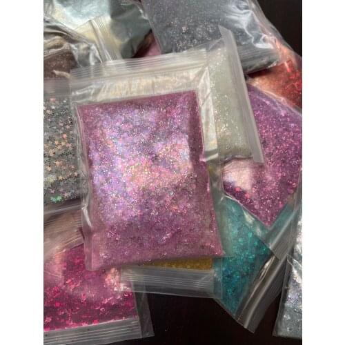 50Grams (18 Colors )Fairy Feathers Holographic glitter .015 hex poly, Chunky+fine polyester glitter Nails, Holographic glitter