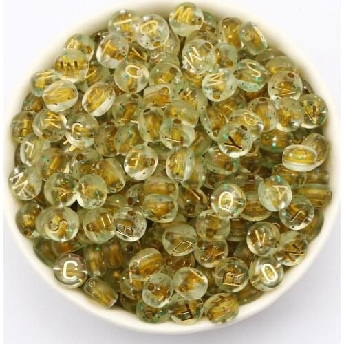 7mm Gold Starry Sky Mixed Letter Acrylic Beads Round Spacer Alphabet Beads For Jewelry Making DIY Crafts Scrapbooking Decoration