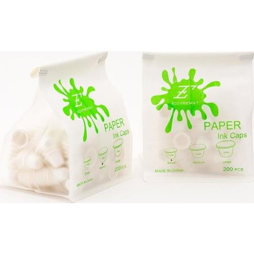 EZ ECO Friendly Paper Ink Caps Waterproof Recyclable Small Medium Tattoo & Permanent Makeup Pigment Ink Cups 200pcs/bag