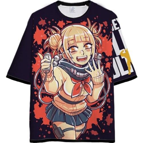 My Hero Academia Himiko Toga Cartoon T Shirt Boku No Hero Academia 3D Print T-shirt Fashion Anime Tshirt Tees
