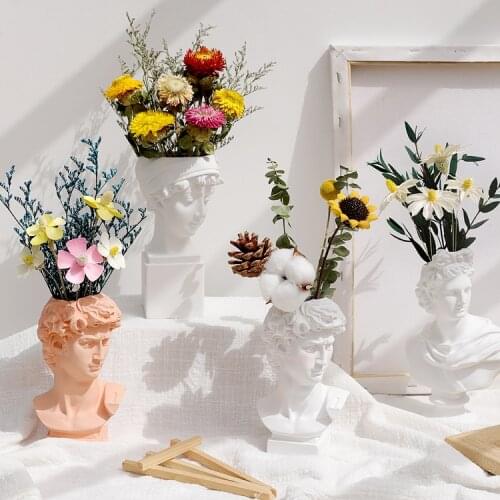 Greek Statue Vase Vintage Aesthetic Resin Nordic Style Flower Vase Living Room Accessories Huis Decoratie Home Decoration DI50HP