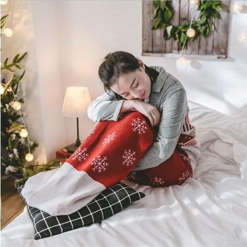 Hap-deer Creative Christmas stockings casual knitted Christmas blanket gift for Christmas new year throw blanket