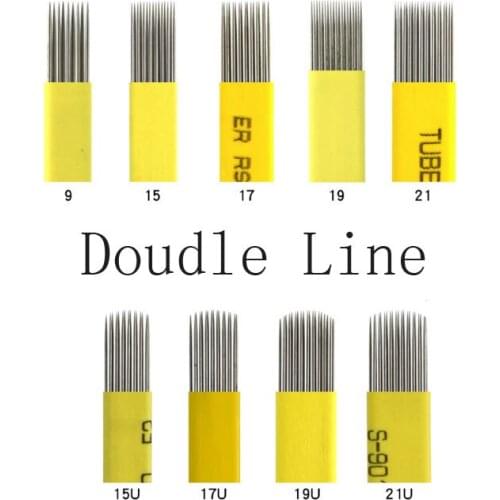 20pcs Microblading Shading Blade Tattoo Needle U shape DOUBLE ROW Microblading Needle for 3D Fog Eyebrow & Lip Tattoo