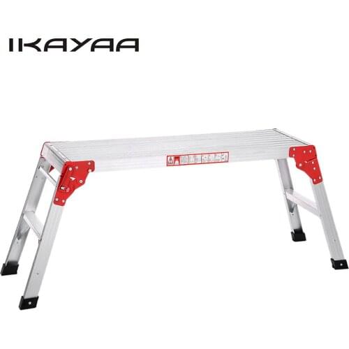 IKayaa Folding Aluminum Work Platform Hop Up Working Bench Step Ladder Portable Bench Work Stool 225LB Load Capacity