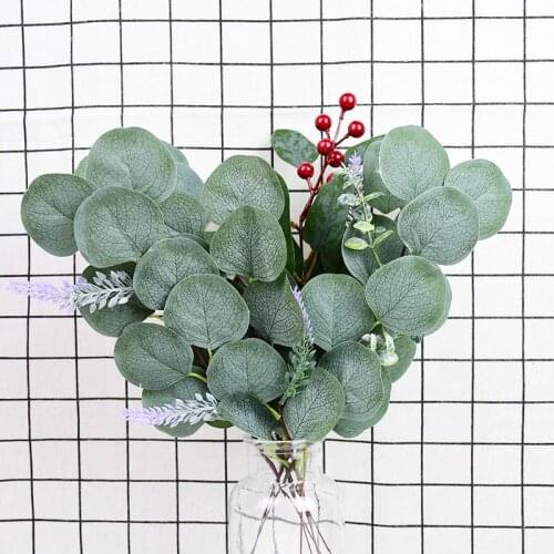 5pcs Artificial Eucalyptus Leaves Branches Silk Fake Plants For DIY Wreath Wedding Party Home Vase Decoration Flower Arrangement