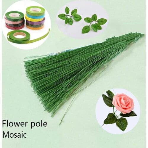 Artificial Flower Stem Iron Wire Stem Flower Head Accessory For Diy Handmade Plastic Rose Stem Flower Pole Wedding Decoration