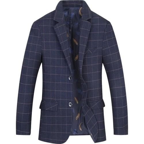 2021Classic Mens Plaid Blazer Fashion Business Casual Mens Slim Suit Jacket Large Size Casual Banquet Wedding Party Club Dress