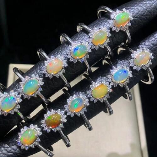 DJ CH Oval 4X6MM Opal Crystal Woman Engagement Ring Natural Gemstone Rings in 925 Sterling Silver Woman Jewelry