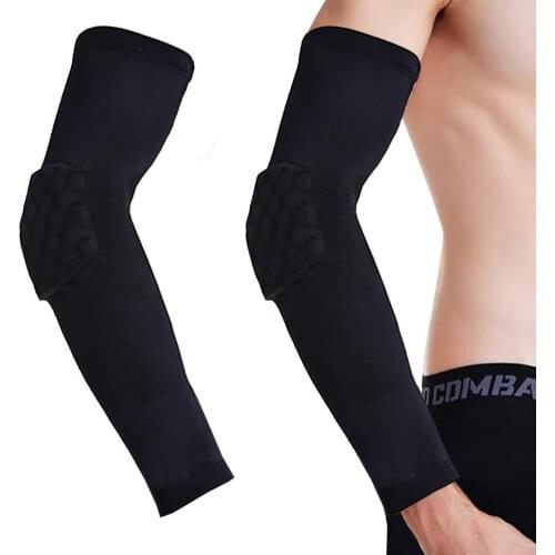 Unisex Sport Compression Arm Sleeve Padded Breathable UV Protection Elbow Forearm Sleeves Basketball Running Arm Sleeve S/M/L/XL
