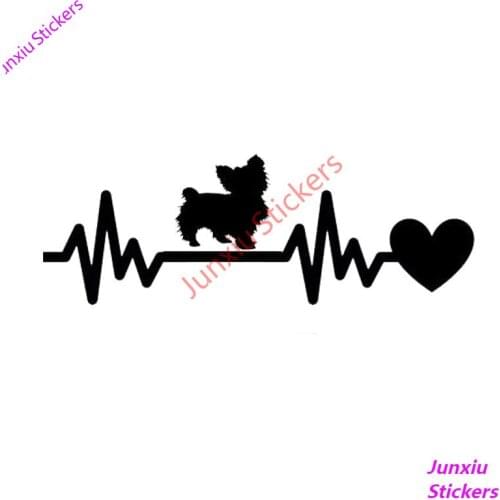 18cm X 6cm PVC Creative Car Stickers Vinyl Yorkie Dog Heartbeat Accessories Motocross Decal Car Window Reflective Car Styling