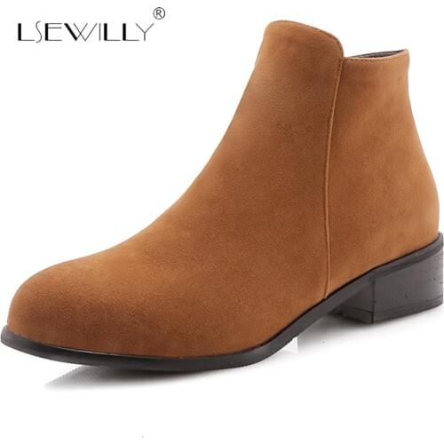 Lsewilly Womens Ankle Boots Casual retro Platform Shoes Autumn winter Thick Heel Zipper Martin boots Size 31-47 Black Red E17
