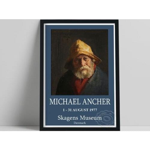 Michael Ancher Exhibition Poster, Ancher En Skagensfisker Wall Picture, Denmark Realism Wall Art, Old Man Portrait Wall Painting