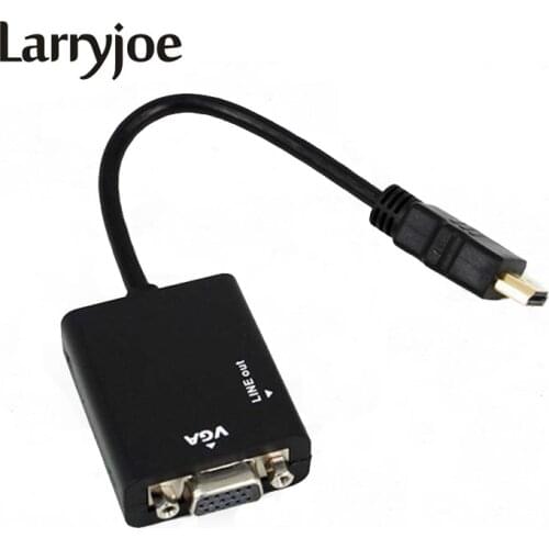 Mini HDMI-compatible to VGA With Audio HDCable Converter Adapter 1080P Digital Mini HDMI-compatibletoVGA Conversion Cable for PC